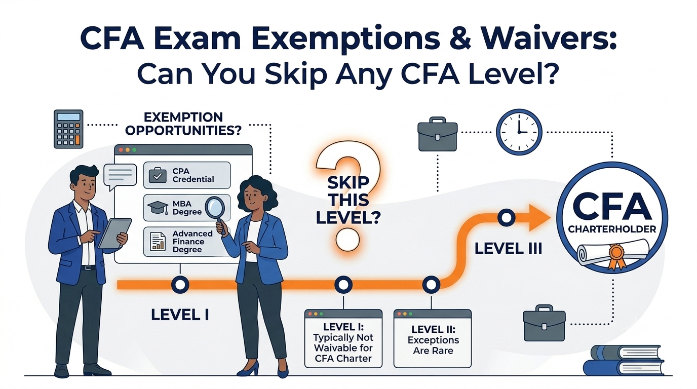CFA exam exemptions and waivers heading with illustrations