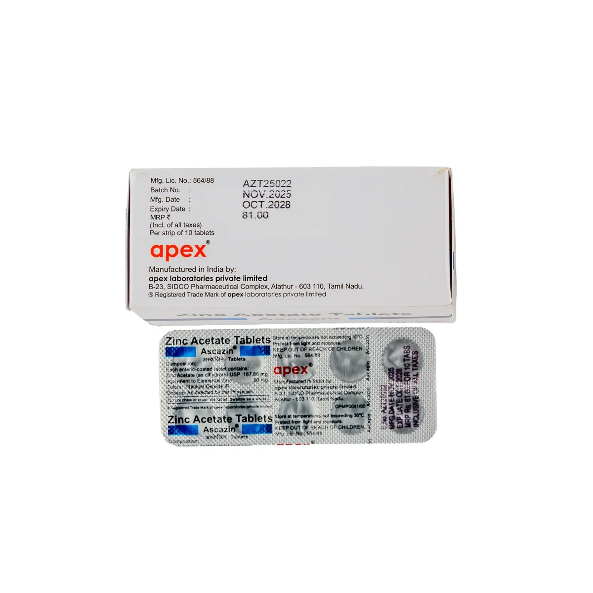 ASCAZIN TAB — DermaVue Shop