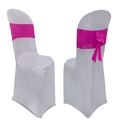 Chair Cover White with Pink Ribbon Bow (Dunlop)