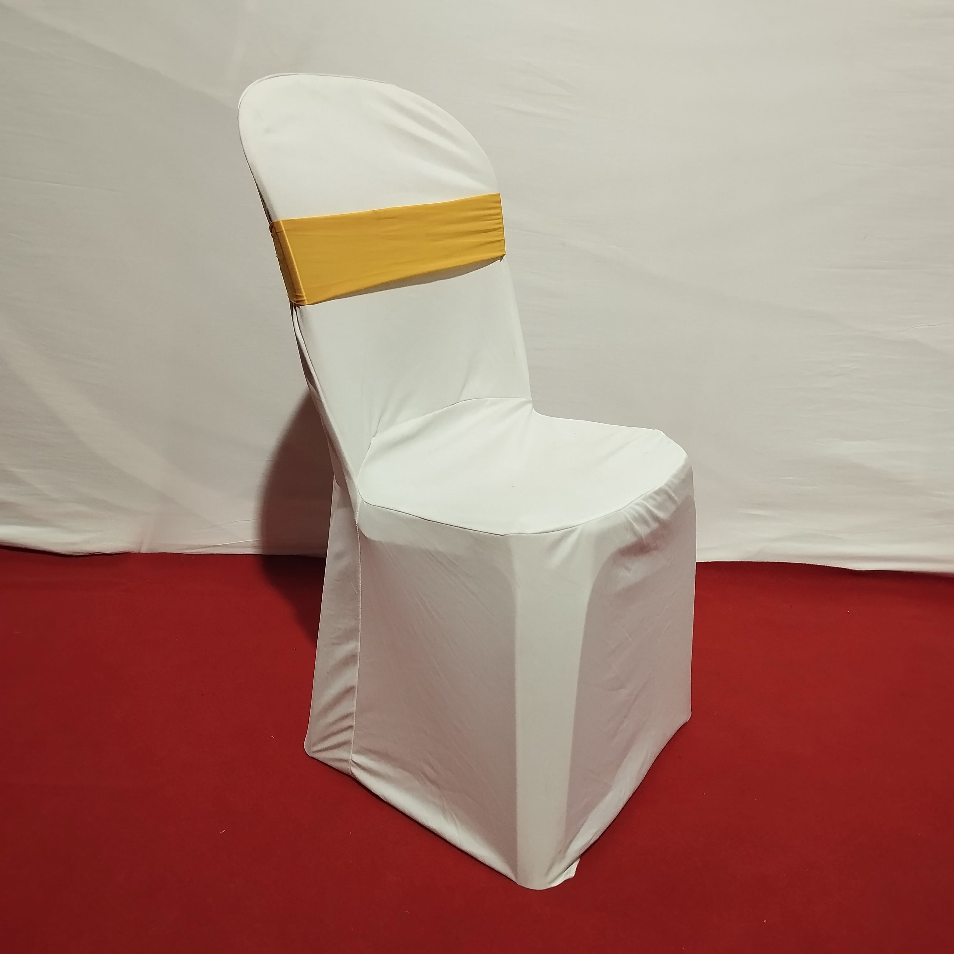 Chair Cover White with Yellow Ribbon Bow(Plastic Chair)