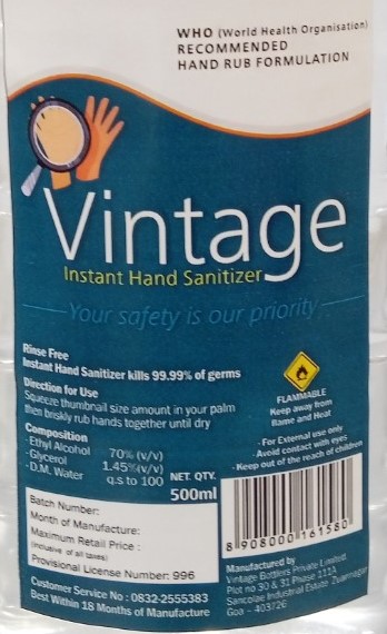 Vintage Instant Hand Sanitizer (label) Device mark 4487710 Trademark