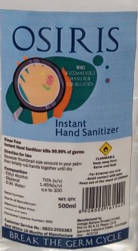 Osiris Instant Hand Sanitizer (label) Device mark 4487714 Trademark