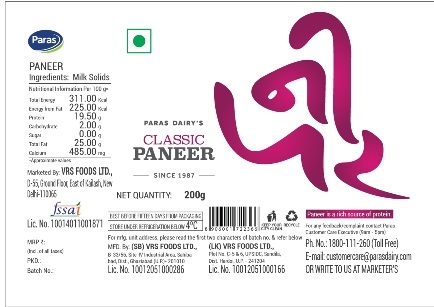 Paras Classic Paneer Device mark 4502437 Trademark