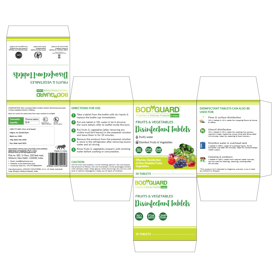 Bodyguard Fruits & Vegetables Disinfectant Tablets Device mark 4534079 Trademark