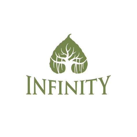 Banyan Tree Leaf Along With Word "infinity" In Distinctive Font. Device mark 4577929 Trademark