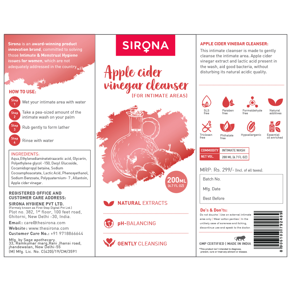 Sirona Apple Cider Vinegar Cleanser Device mark 4576447 Trademark