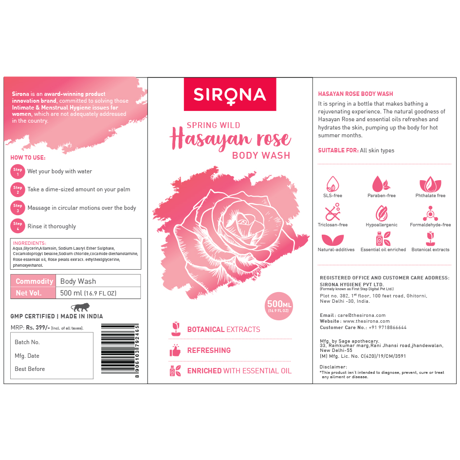 Sirona Spring Wild Hasayan Rose Device mark 4576449 Trademark