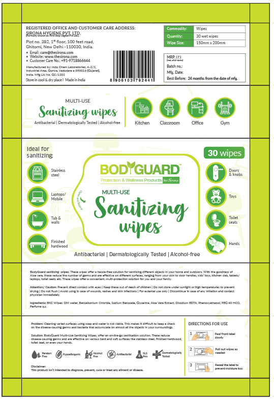 Bodyguard Multi-use Sanitizing Wipes Device mark 4576453 Trademark