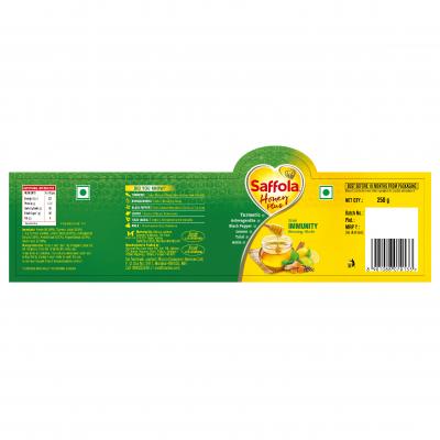 Label Of Saffola Honey Plus Turmeric, Ashwagandha, Tulsi, Amla, Pepper, Lemon Device mark 4617680 Trademark