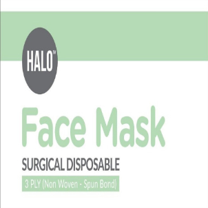 Halo - Face Mask - Surgical Disposable 3 Ply (non Woven - Spun Bond) Device mark 4631158 Trademark