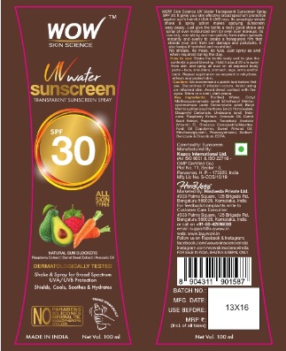 Wow Skin Science Uv Water Sunscreen Device mark 4637342 Trademark