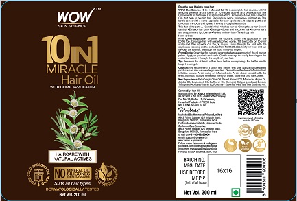 Wow Skin Science 10 In 1 Miracle Hair Oil Device mark 4651544 Trademark