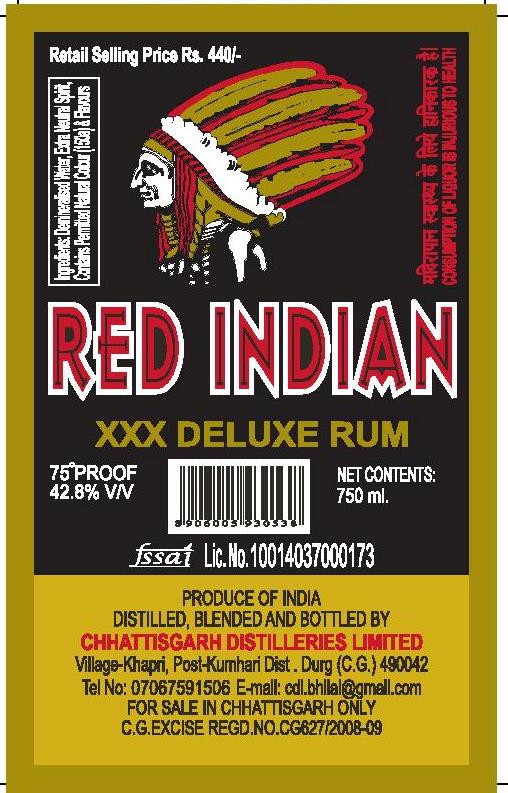 Red Indian Xxx Deluxe Rum Device mark 4703302 Trademark