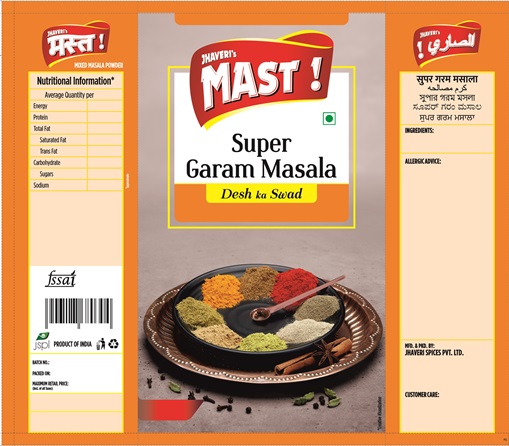 Jhaveri's Mast Super Garam Masala Device mark 4790965 Trademark