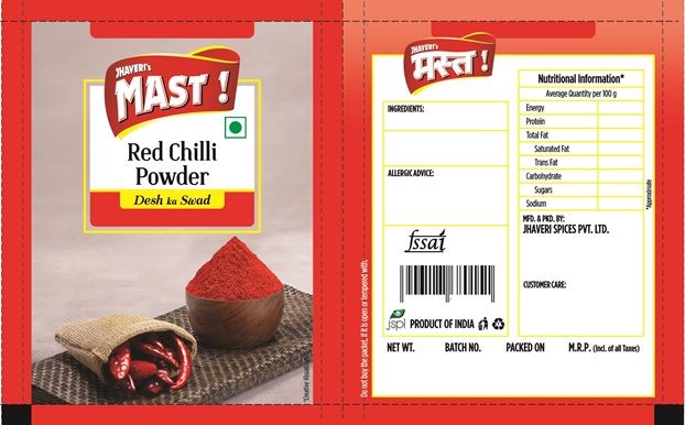 Jhaveri's Mast Red Chilli Powder Device mark 4790968 Trademark