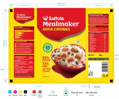 Saffola Mealmaker Soya Chunks Label Device mark 4802183 Trademark
