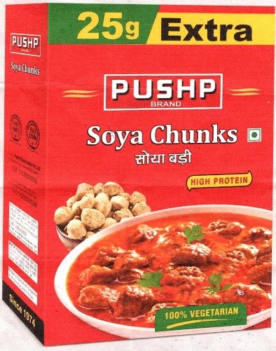 Pushp Brand Soya Chunks Device mark 4810394 Trademark