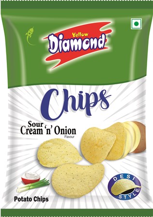 Yellow Diamond Chips Cream 'n' Onion Device mark 4882229 Trademark