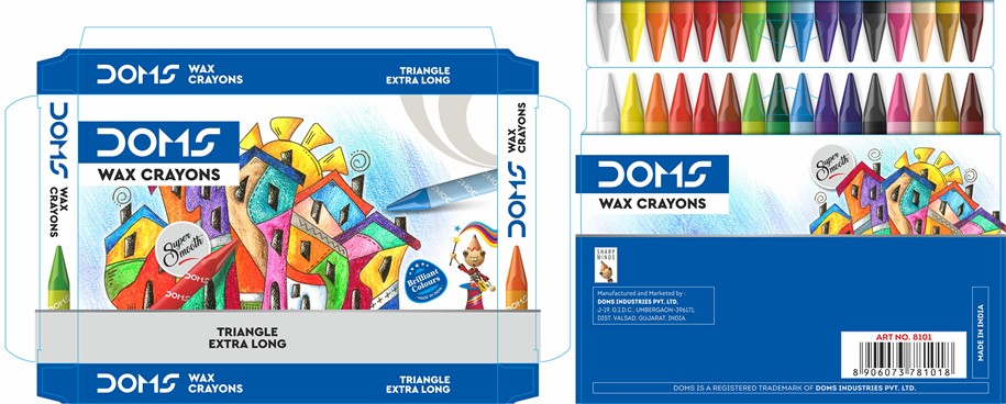 Doms Triangle Extra Long Wax Crayons Packaging Device mark 4919895 Trademark