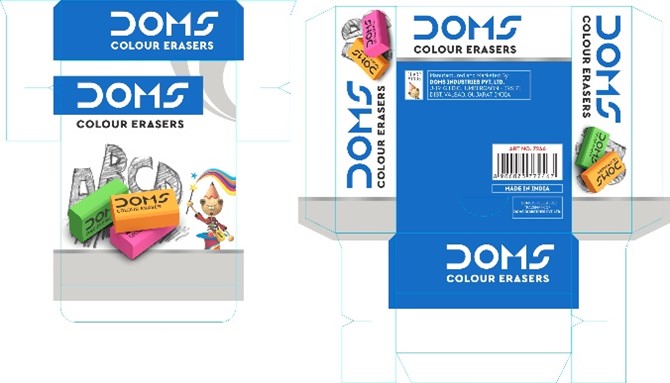 Doms Colour Erasers Packaging Device mark 4930338 Trademark