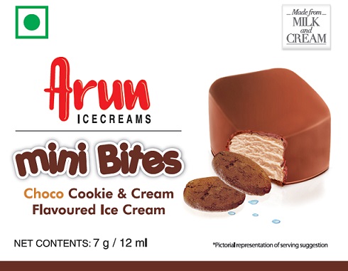 Arun Icecreams Mini Bites Choco Cookie & Cream Flavoured Ice Cream Device mark 4950552 Trademark