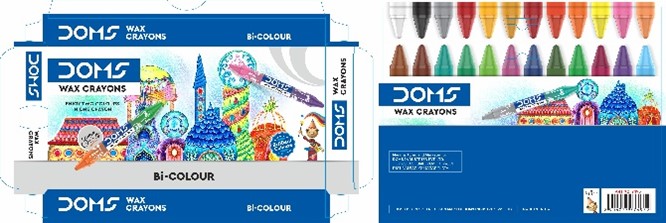 Doms Bi-colour Wax Crayons Packaging Device mark 4954979 Trademark