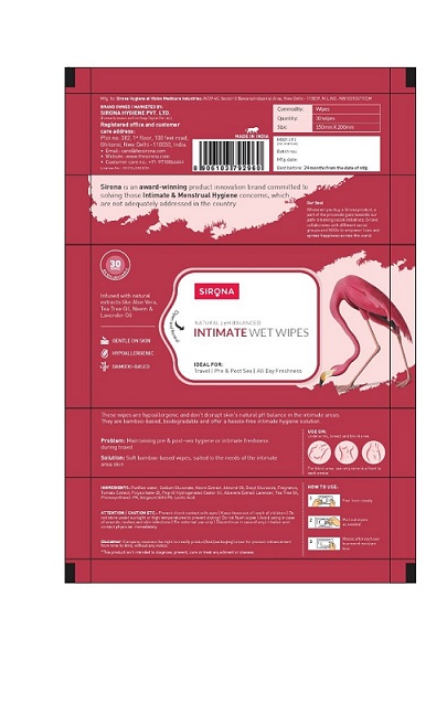 Sirona Intimate Wet Wipes Device mark 4963096 Trademark