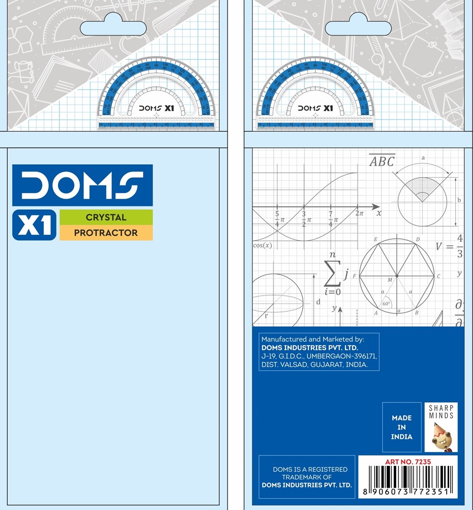 Doms X1 Crystal Protractor Packaging Device mark 4968591 Trademark