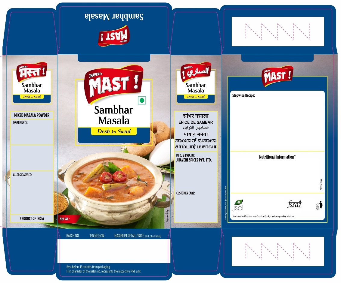 Jhaveri's Mast Sambhar Masala Device mark 4995570 Trademark