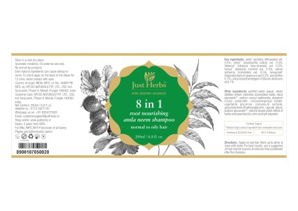 Just Herbs 8 In 1 Root Nourishing Amla Neem Shampoo Device mark 5101007 Trademark