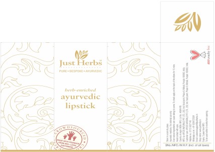 Just Herbs Herb Enriched Ayurvedic Lipstick Device mark 5101012 Trademark