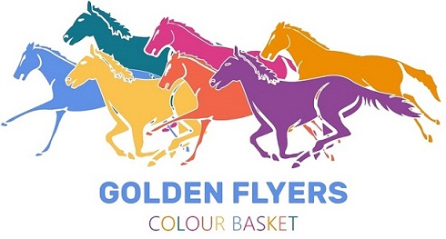 Golden Flyers Colour Basket With Images Of Colourful Seven Horses Device mark 5102379 Trademark