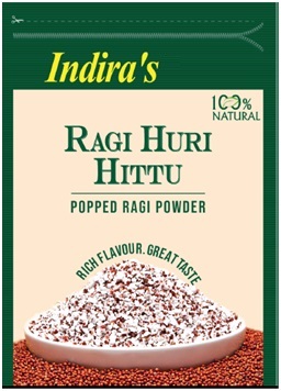 Indira's 100% Natural Ragi Huri Hittu Popped Ragi Powder Rich Flavour. Grate Taste Device mark 5102978 Trademark