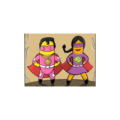 Cartoon Of Boy And Girl With A P Device mark 5104926 Trademark