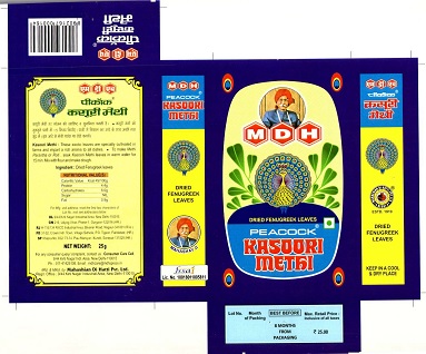 Mdh Peacock Kasoori Methi Device mark 5140643 Trademark