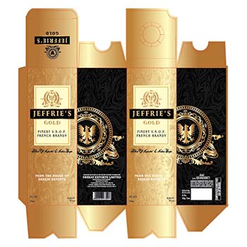 Jeffrie's Gold - Finest V.s.o.p. French Brandy (label) Device mark 5197700 Trademark