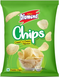 Yellow Diamond Chips Cream 'n' Onion Device mark 5199491 Trademark