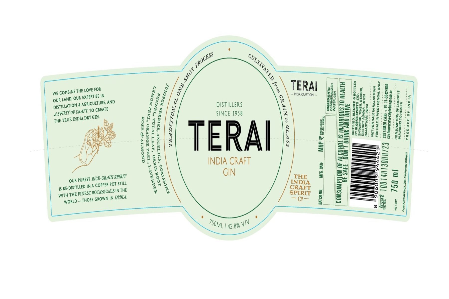 Label Of Terai India Craft Gin Device mark 5207596 Trademark