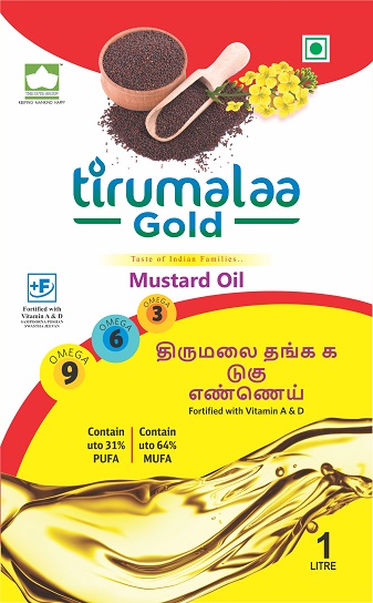 Tirumalaa Gold. Taste Of Indian Families. Mustard Oil Label Device mark 5210182 Trademark