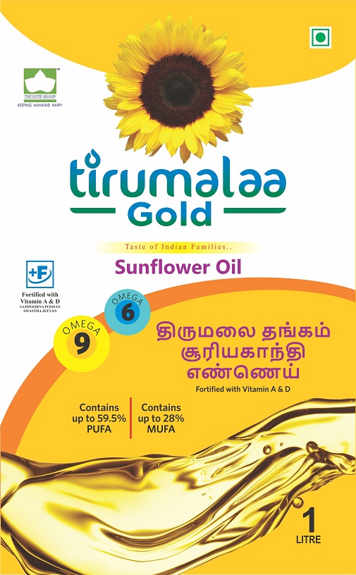 Tirumalaa Gold. Taste Of Indian Families. Sunflower Oil Label Device mark 5210184 Trademark