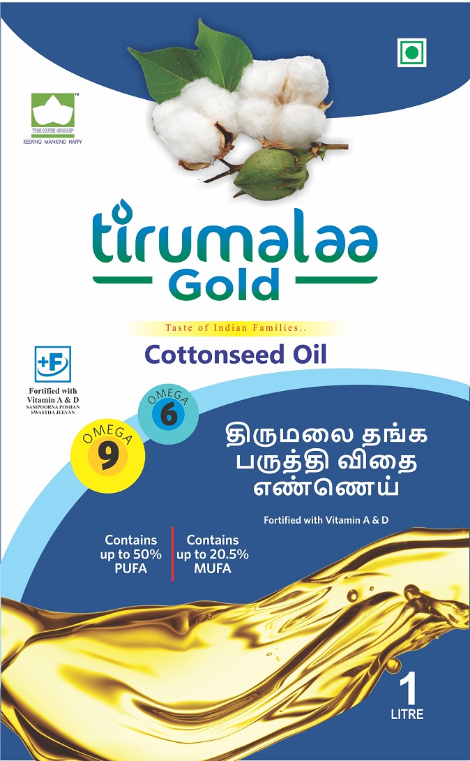 Tirumalaa Gold. Taste Of Indian Families. Cottonseed Oil Label Device mark 5210186 Trademark