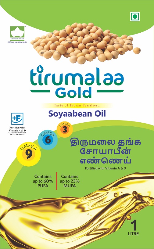 Tirumalaa Gold. Taste Of Indian Families. Soyaabean Oil Label Device mark 5210183 Trademark