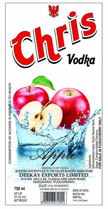 Chris Vodka Apple(label) Device mark 5219922 Trademark