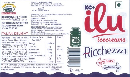 Kc+ Ilu Icecreams Ricchezza (label) Device mark 5236095 Trademark