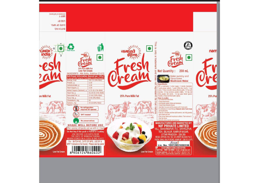 Namaste India Fresh Cream Device mark 5254538 Trademark