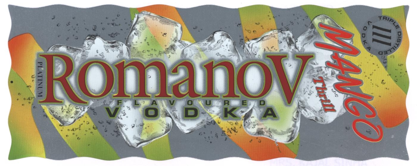 Platinum Romanov Flavoured Vodka Mango Thrill Device mark 2240780 Trademark
