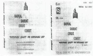 Bangal Samrat Unique Cement "sustainable Quality For Sustainable Life"(device) Device mark 2590610 Trademark