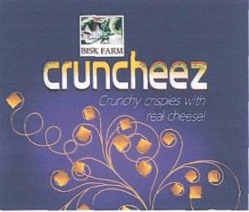 Bisk Farm Cruncheez, Device Of Village Scene, Device Of Tree Containing Salted Biscuits Device mark 2908966 Trademark