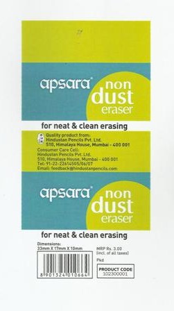 Apsara Non Dust Eraser Device mark 3038682 Trademark