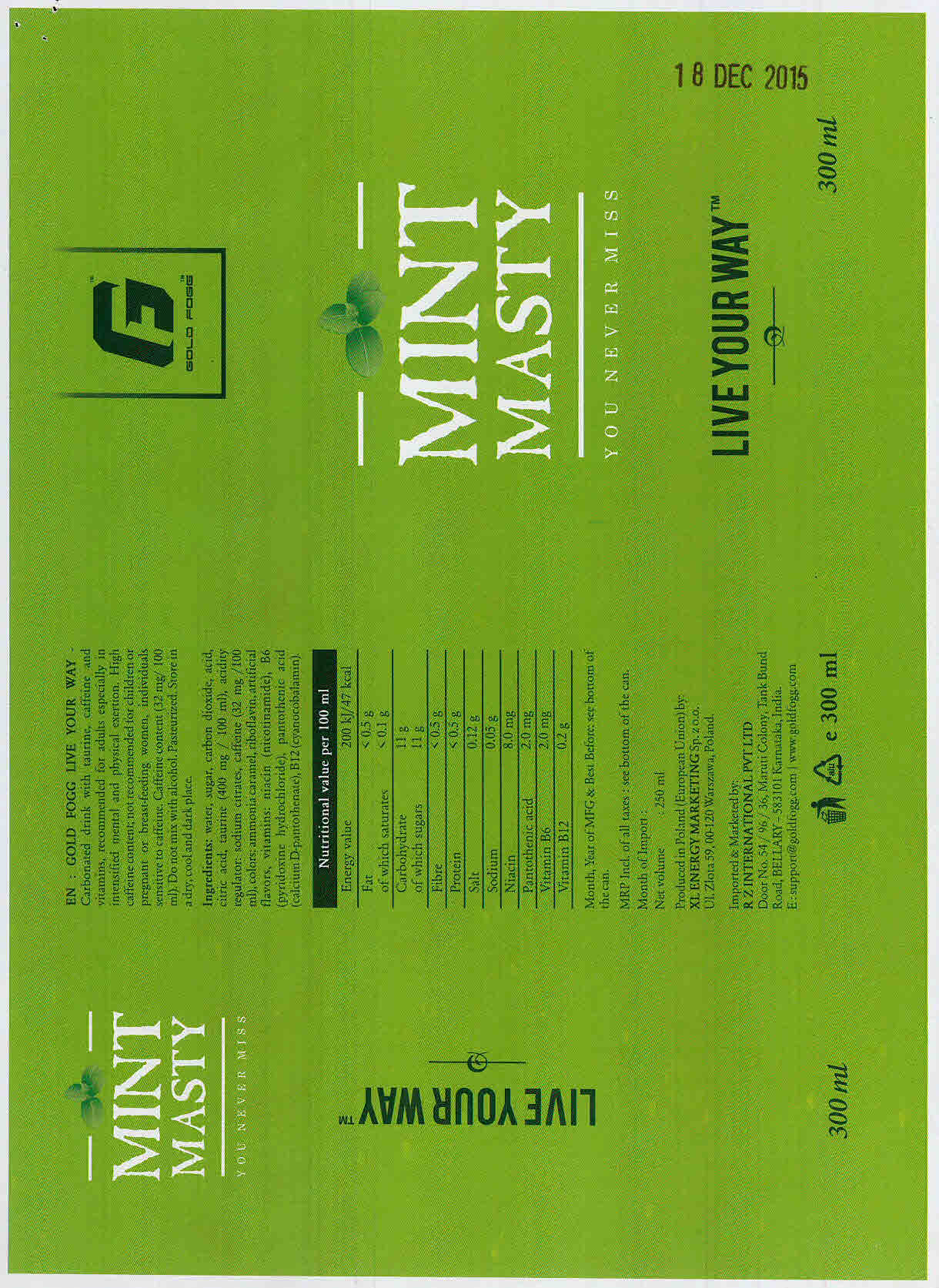 Mint Masty Device mark 3137075 Trademark